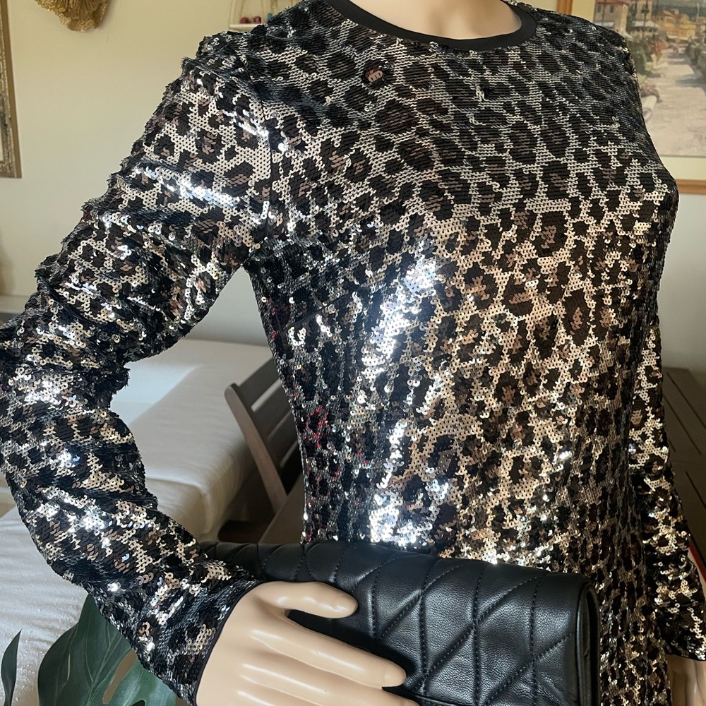 Michael Kors Black and Gold Sequin Dress